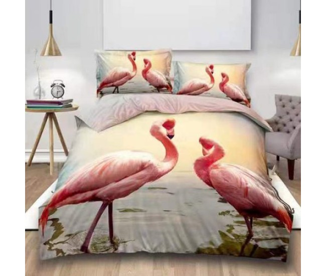 Lenjerie de pat digital print 3d (flamingo v9)